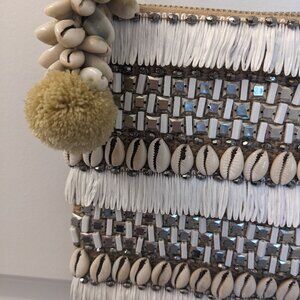 Beachy style purse with real seashells, beading and fringe